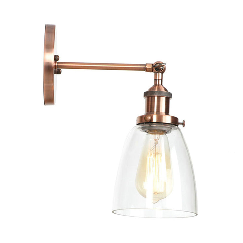 BowLift | Bronze/Brass/Copper One Light Wall Lamp Vintage Style Clear Glass Tapered Lighting Fixture for Living Room