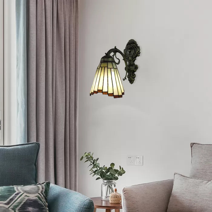 BowLift | Mini Wall Light Tiffany Style Stained Glass Single Light Wall Mount Light for Bedroom