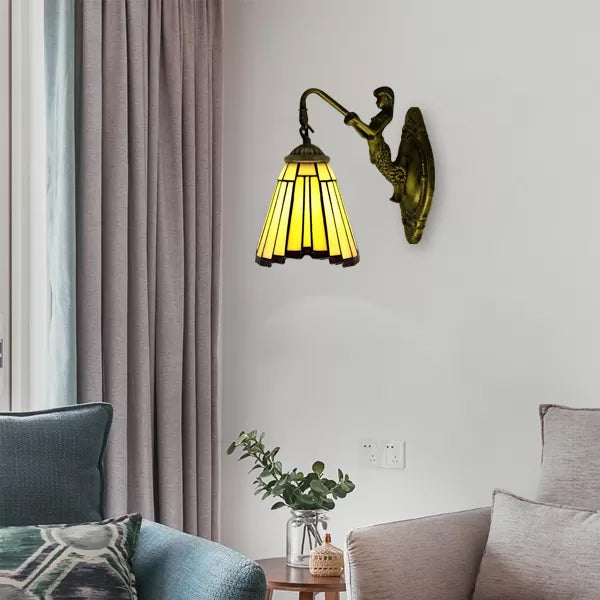 BowLift | Mini Wall Light Tiffany Style Stained Glass Single Light Wall Mount Light for Bedroom