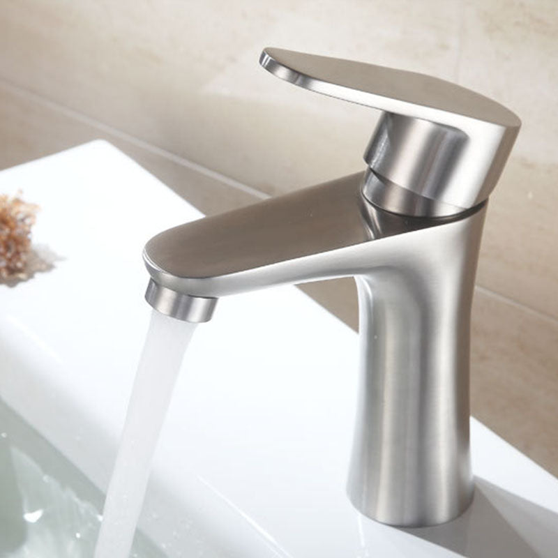 BowLift | Contemporary Stainless Steel Sink Faucet Lever Handles Low Arc Sink Faucet