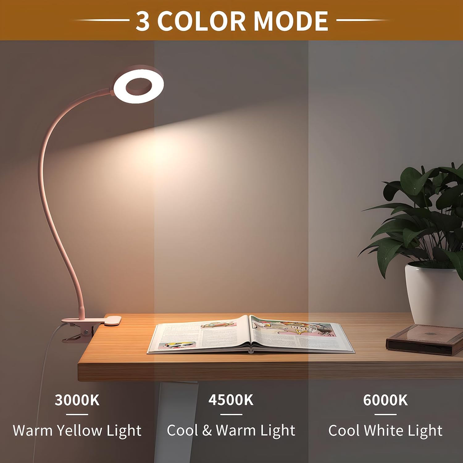 BowLift | 3 Colour Modes LED Desk Clamp Lamp with & Flexible Gooseneck – Selvara (1+1 FREE)