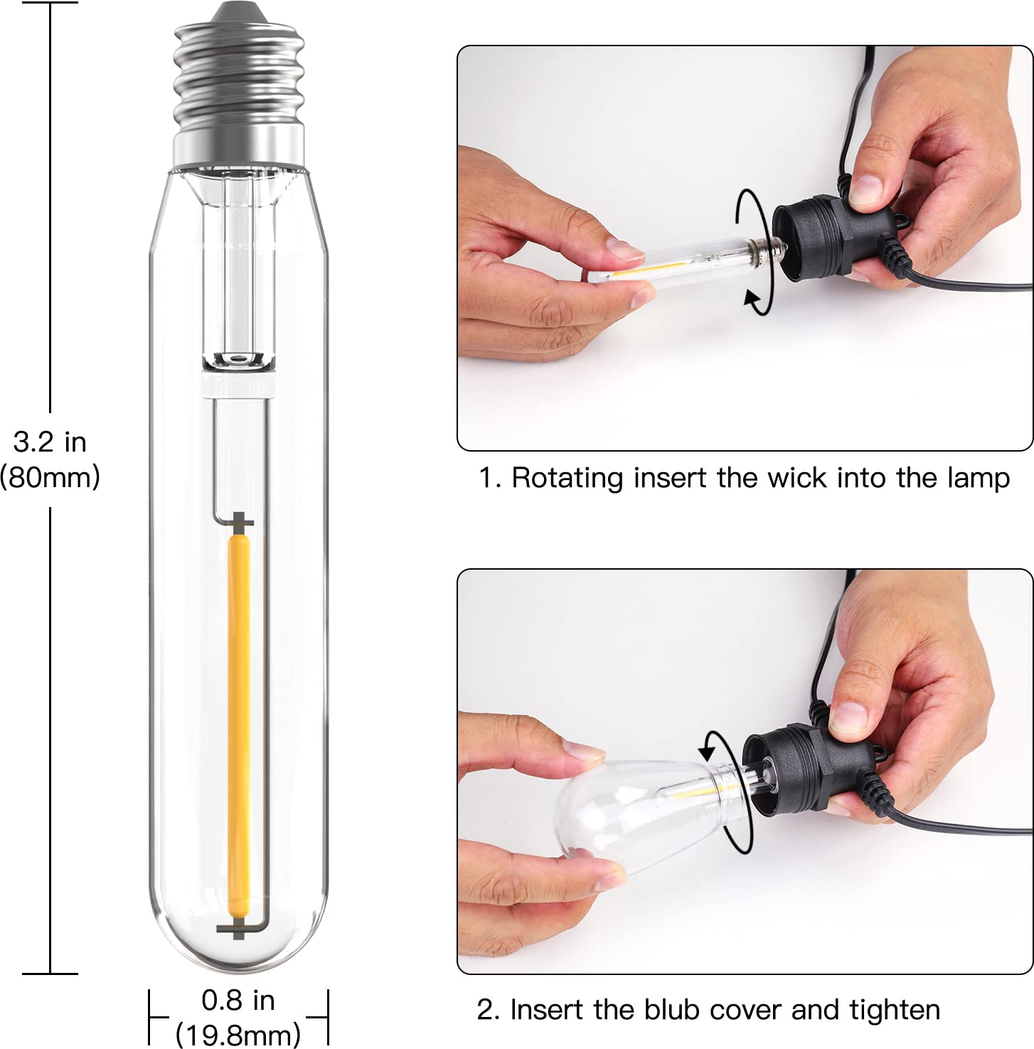 BowLift | Festoon Lights Outdoor, 53FT/16M S14 Outdoor Garden LED String Lights, IP65 Waterproof Outdoor String Lights Main Power 2700K 15+1(Replacement) Bulbs for Outdoor Patio Terrace Yard Wedding Party