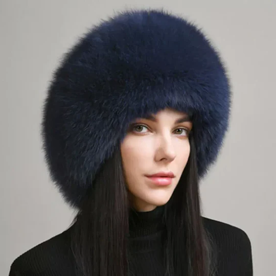 BowLift | 100% Natural Fox Fur Hat Women Cap Thick Fur Cap Winter Warm Hat Female Fashion For Women Hat With Earmuffs Hat