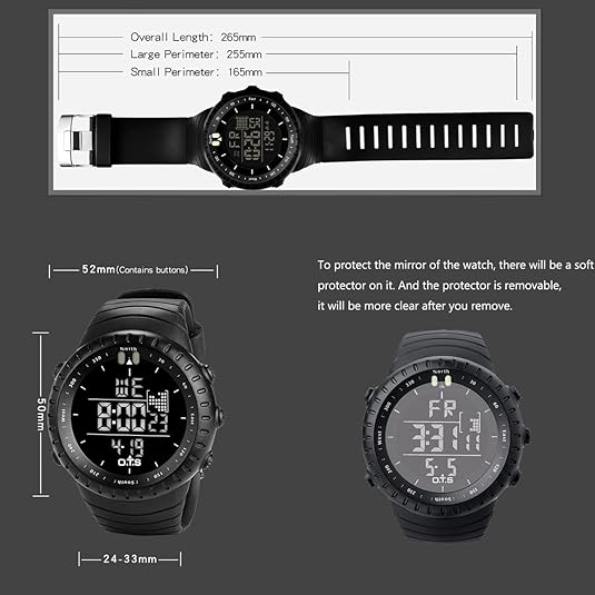 BowLift | Henry Waterproof Men’s Digital Sports Watch – Shockproof, Tactical & LED Backlit Outdoor Timepiece