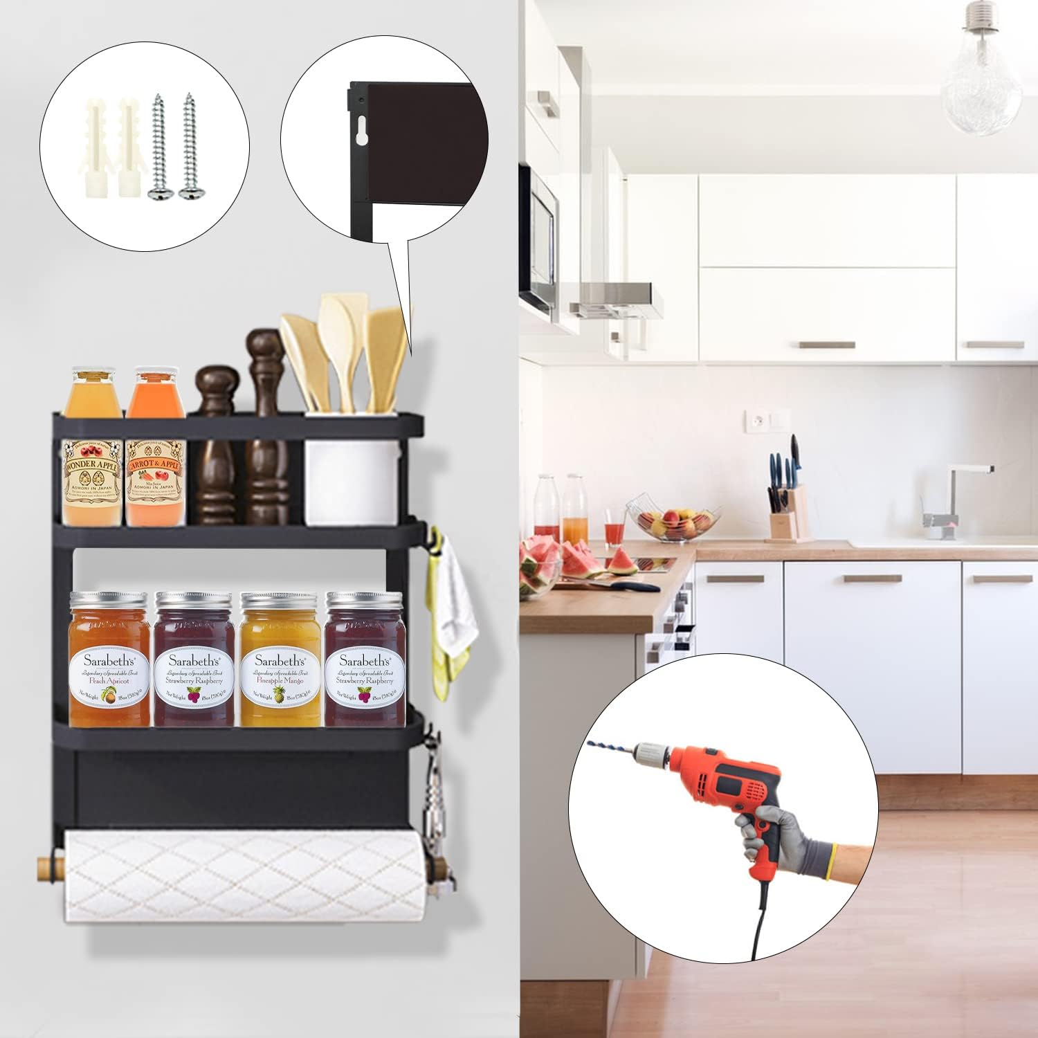 BowLift | Magnetic Fridge Spice Rack with Paper Towel Holder – Oryden