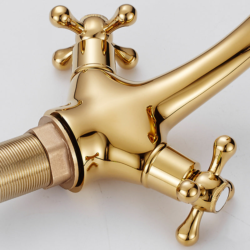 BowLift | Centered Basin Mixer Single Hole Bathroom Faucet with 2 Cross Handles