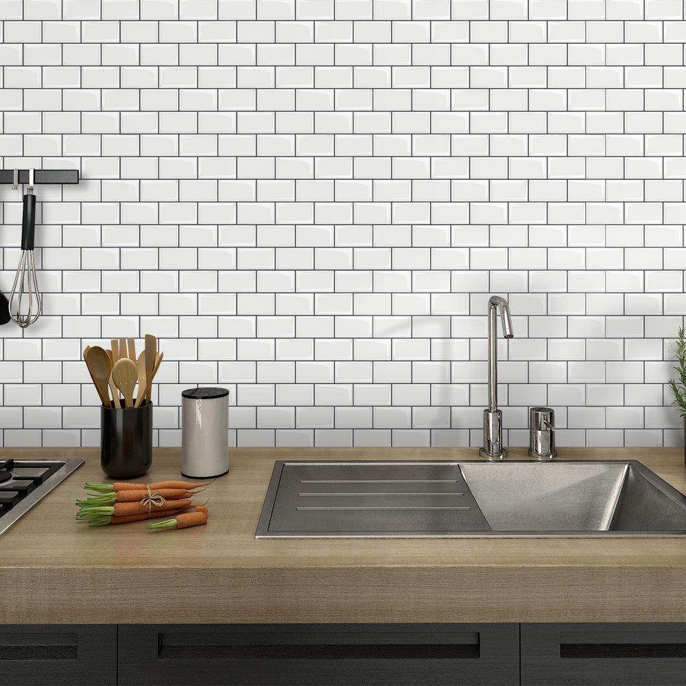 BowLift | 12"x 12" Resin Mosaic Tiles Square Self-Adhesive Tiles for Backsplash & Wall Tile