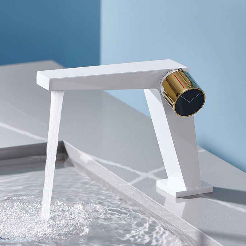 BowLift | Modern Bathroom Sink Faucet Brass Knob Handle Low Arc Basin Faucet