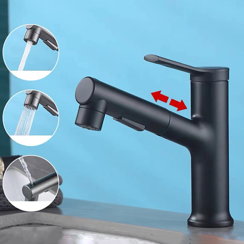 BowLift | Modern bathroom sink faucet with brass lever handles and swivel spout