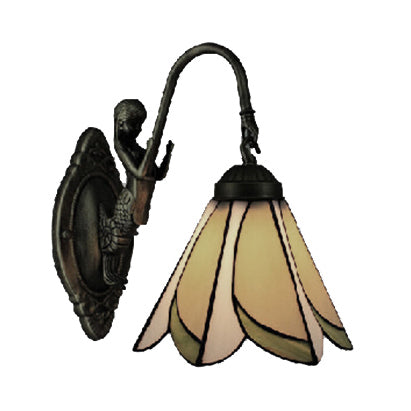 BowLift | 1 Head Petal Wall-mounted Light Tiffany Yellow/Blue-White Glass Wall Lamp With Siren Backplate