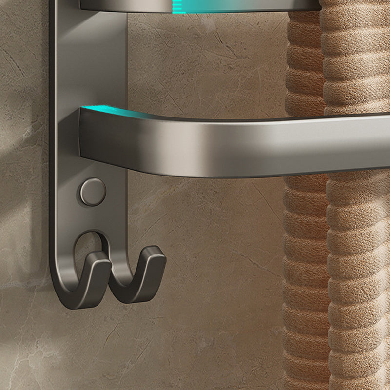 BowLift | 2-piece modern bathroom accessory set made of aluminum matte gray towel bar