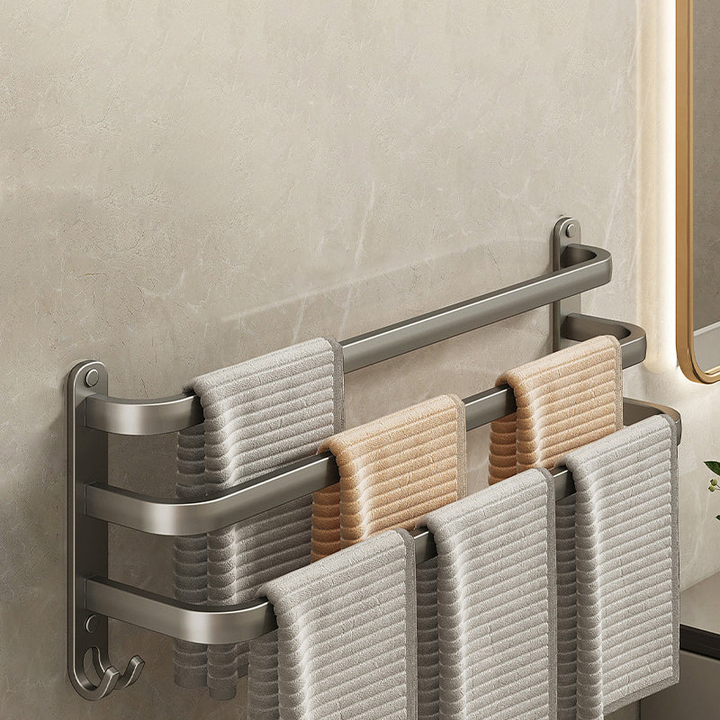 BowLift | 2-piece modern bathroom accessory set made of aluminum matte gray towel bar