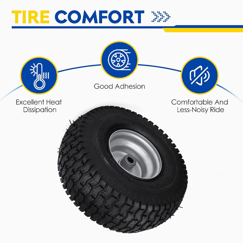 BowLift | 15x6-6" Lawn Mower Tires 2pcs Turf Tires 3" Centered Hub 3/4" Bushing for Riding Mowers