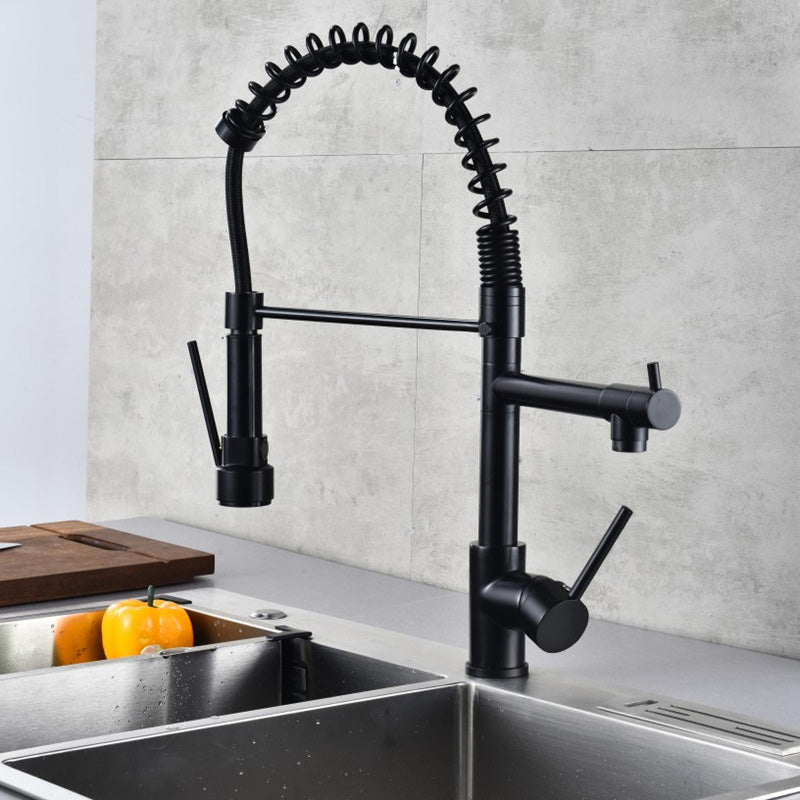 BowLift | Glam Basin Faucet Brass Lever Handles Spring Neck Three-Function Bathroom Sink Tap