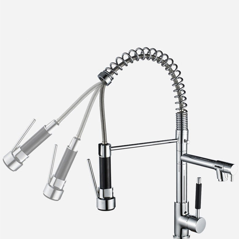 BowLift | Glam Basin Faucet Brass Lever Handles Spring Neck Three-Function Bathroom Sink Tap