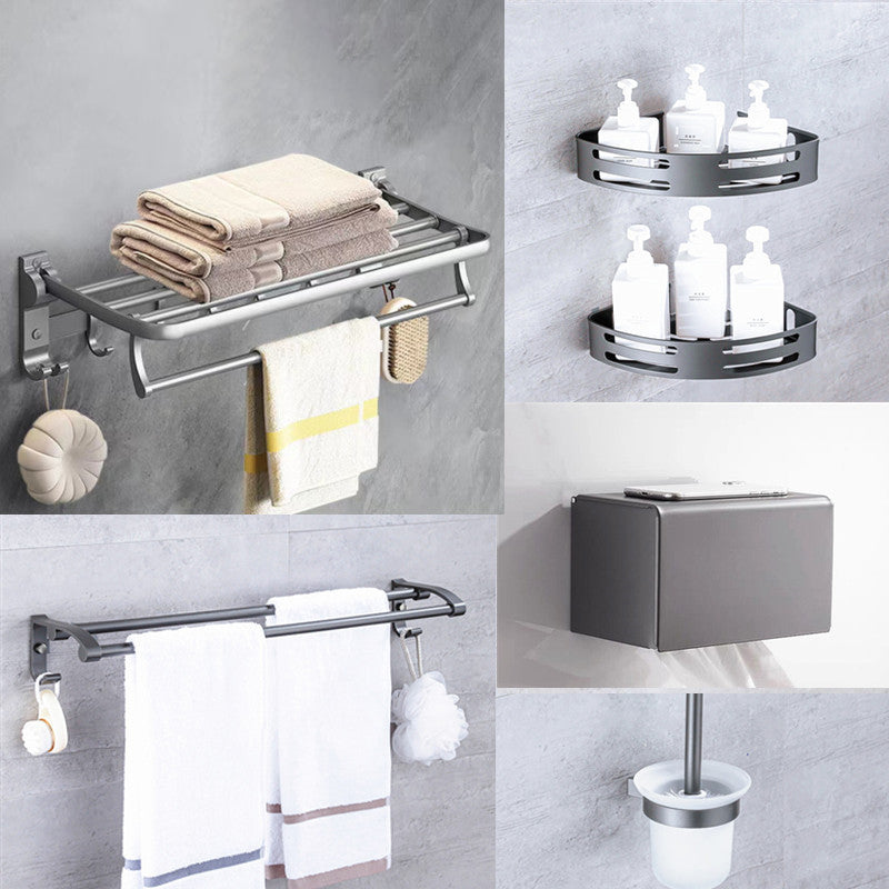 BowLift | Matt gray bathroom accessory set bathroom shelf/towel holder & paper holder included