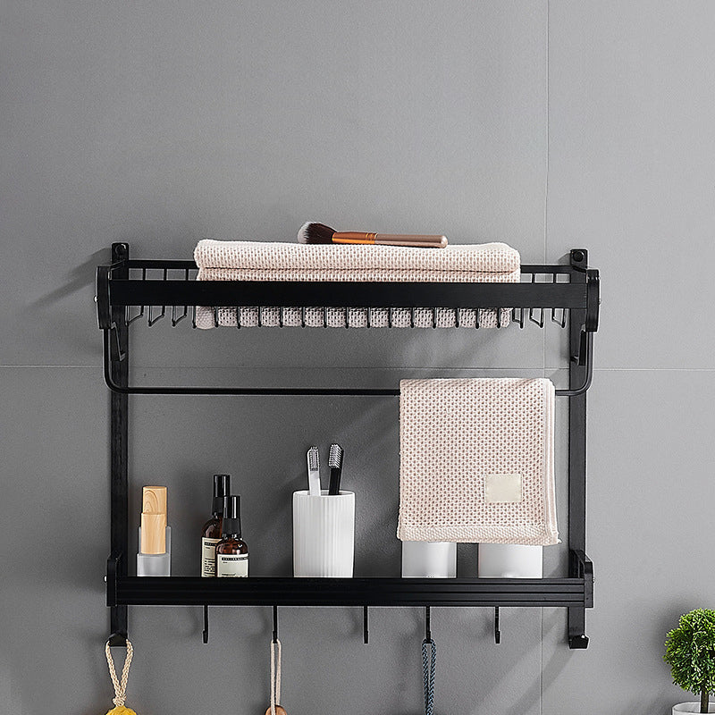 BowLift | Black / Silver Bathroom Accessories Aluminum Hardware Set Bathroom Shelf