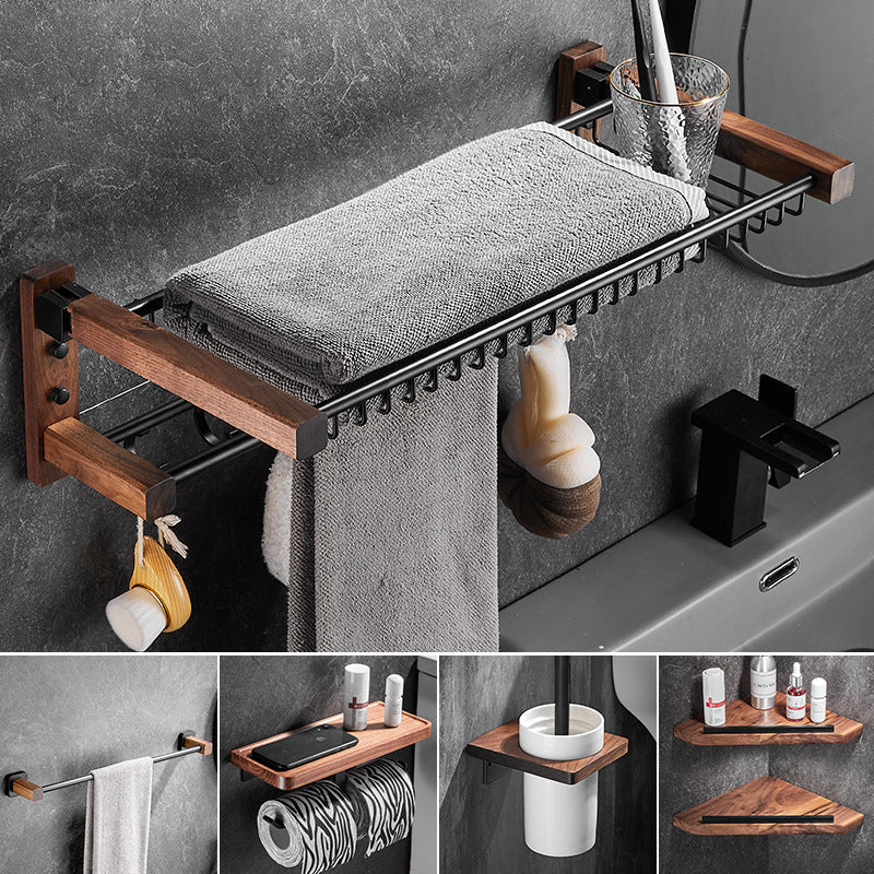 BowLift | Wood & Aluminum Bathroom Set Brown Bathroom Accessory Set