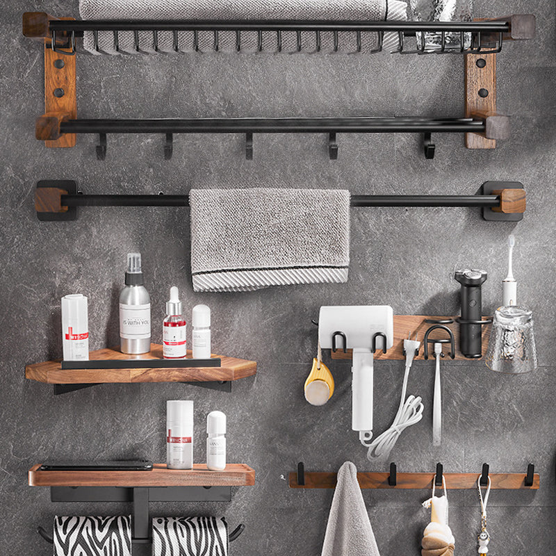 BowLift | Wood & Aluminum Bathroom Set Brown Bathroom Accessory Set