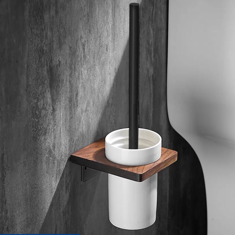BowLift | Wood & Aluminum Bathroom Set Brown Bathroom Accessory Set