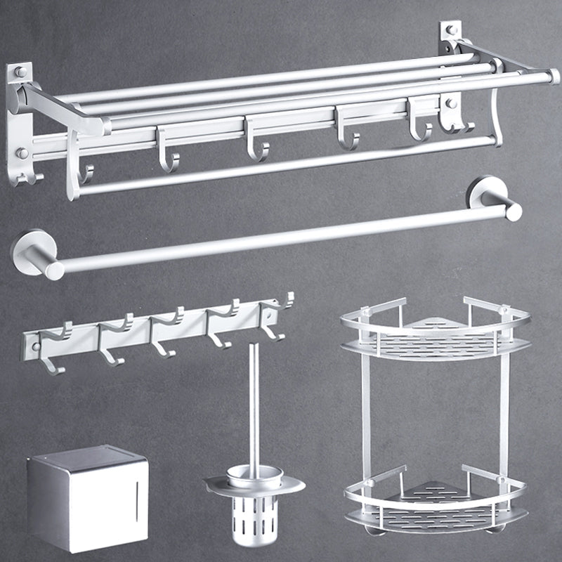 BowLift | Silver Modern Bathroom Accessory Set with Bath Shelf/Towel Rack & Bathrobe Hook