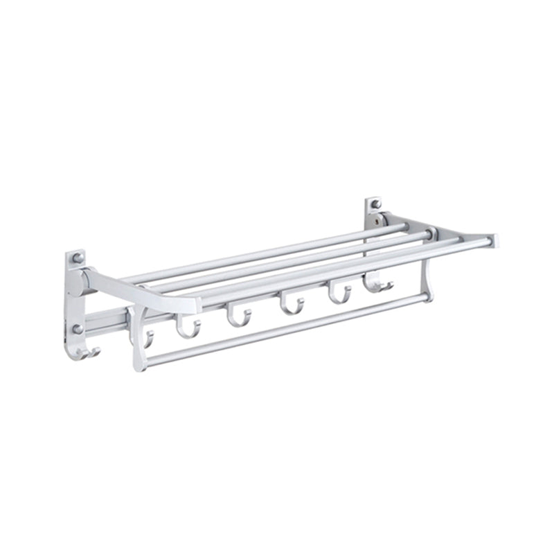 BowLift | Silver Modern Bathroom Accessory Set with Bath Shelf/Towel Rack & Bathrobe Hook