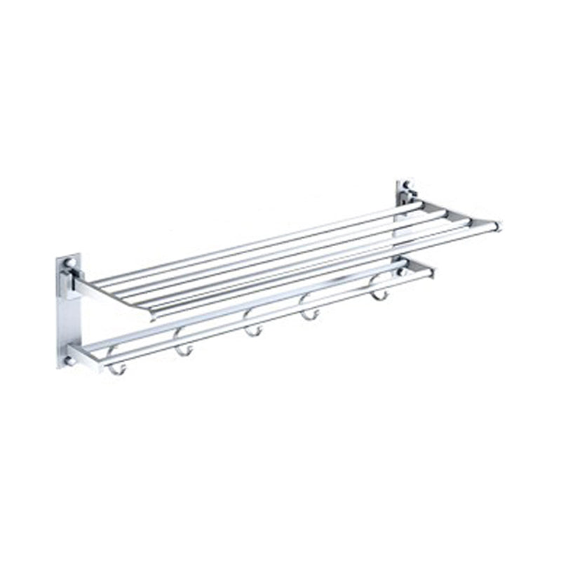 BowLift | Silver Modern Bathroom Accessory Set with Bath Shelf/Towel Rack & Bathrobe Hook