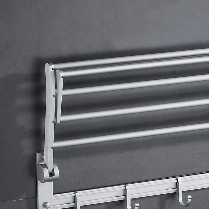 BowLift | Silver Modern Bathroom Accessory Set with Bath Shelf/Towel Rack & Bathrobe Hook