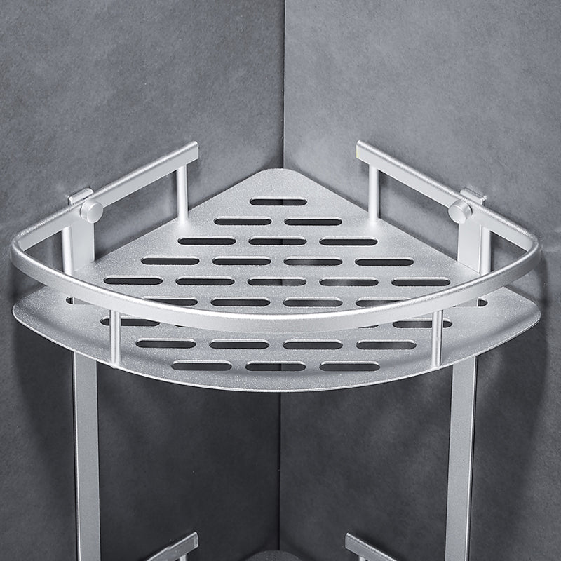 BowLift | Silver Modern Bathroom Accessory Set with Bath Shelf/Towel Rack & Bathrobe Hook