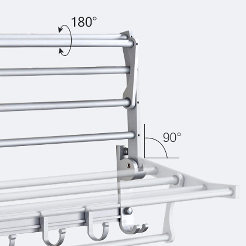 BowLift | Silver Modern Bathroom Accessory Set with Bath Shelf/Towel Rack & Bathrobe Hook