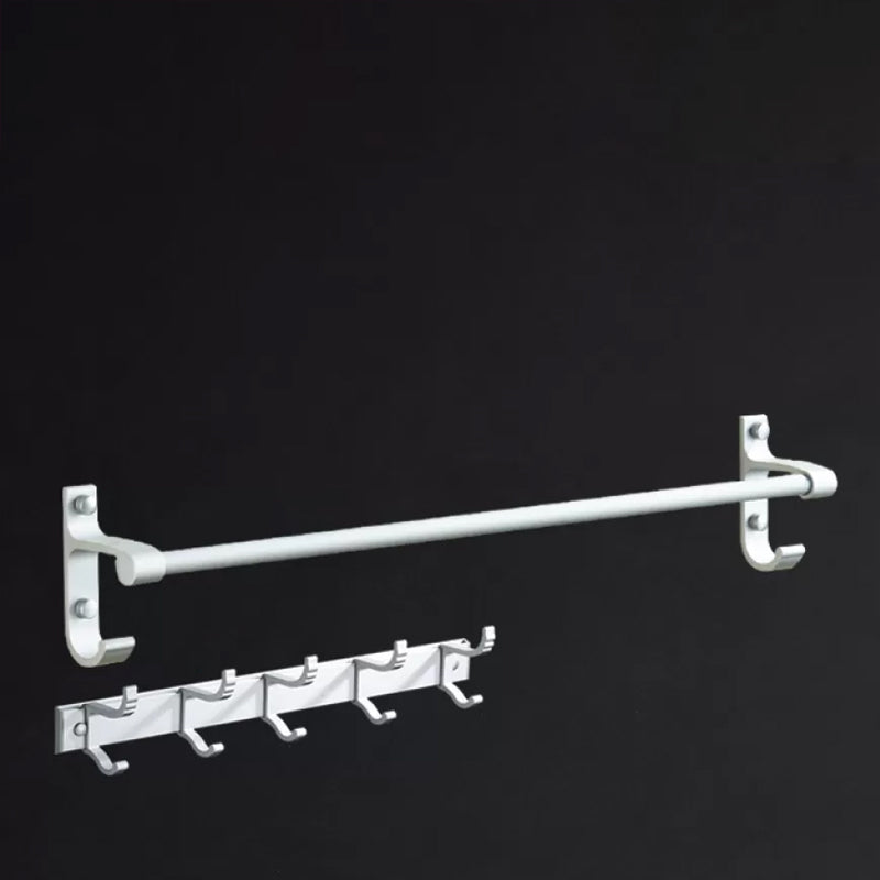 BowLift | Silver Modern Bathroom Accessory Set with Bath Shelf/Towel Rack & Bathrobe Hook