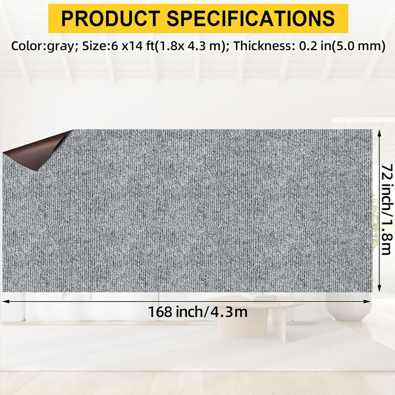 BowLift | Marine Carpet Smoke Gray 6 FT × 14 FT Boat Carpet 0.2" Thick with Water-Proof TPE Backing