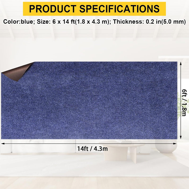 BowLift | Marine Carpet Deep Blue 6 FT × 14 FT 0.2" Thick Boat Carpet Home Patio Porch Deck Carpet