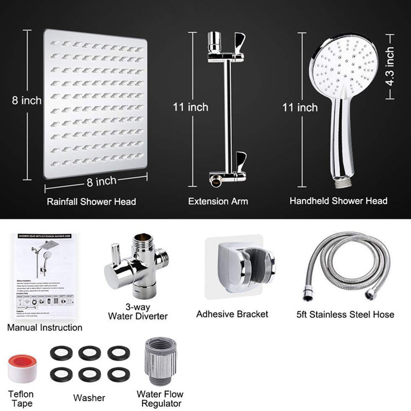 BowLift | Silver Dual Shower Head 3 Settings Medium Flow Wall Mounted Shower Head