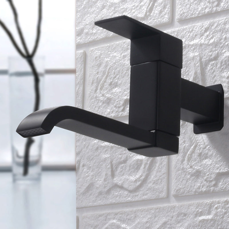 BowLift | Contemporary Wall Mounted Bathroom Faucet Lever Handles Low Arc Swivel Brass Faucet