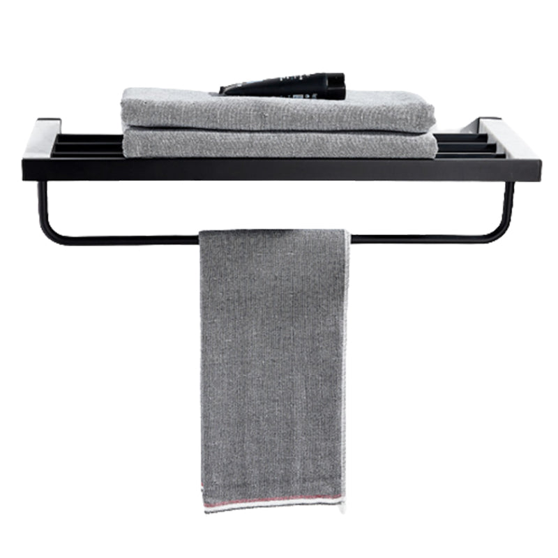 BowLift | Matt Black Bathroom Accessory Set made of Metal & Marble with Bath Shelf/Towel Holder