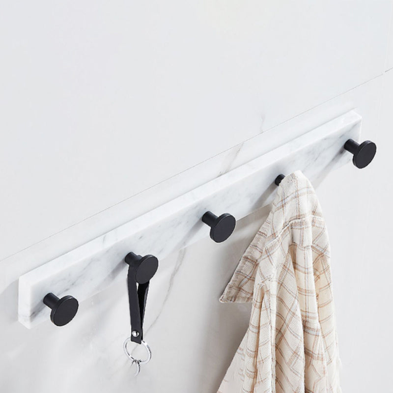 BowLift | Matt Black Bathroom Accessory Set made of Metal & Marble with Bath Shelf/Towel Holder