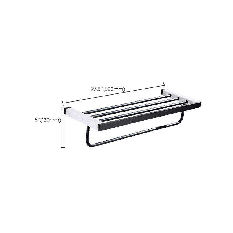 BowLift | Matt Black Bathroom Accessory Set made of Metal & Marble with Bath Shelf/Towel Holder
