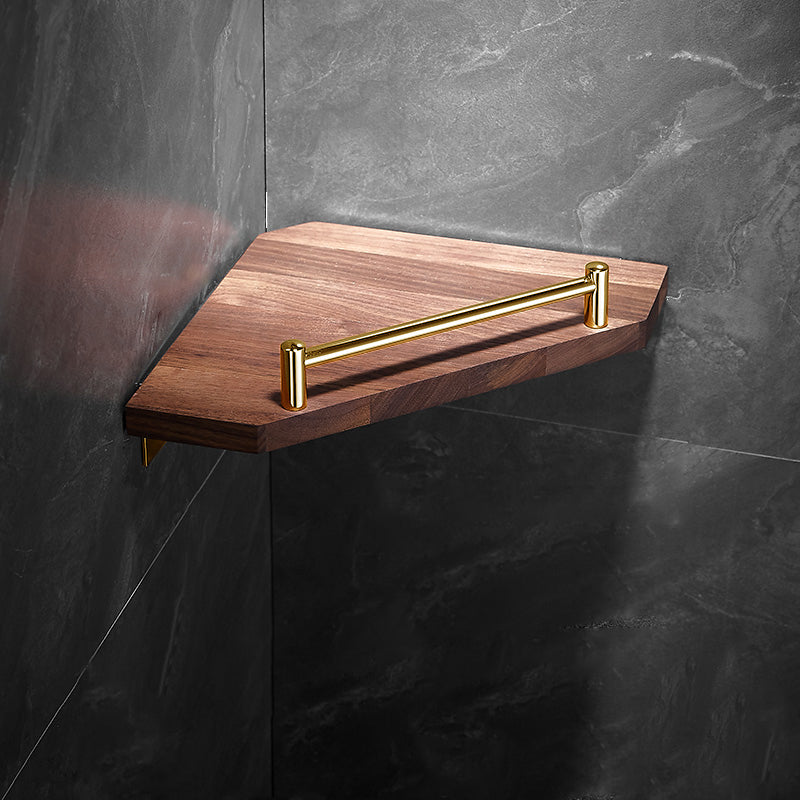 BowLift | Polished Brass Bathroom Hardware Set Metal & Wood Bathroom Set with Bath Shelf/Towel Bar