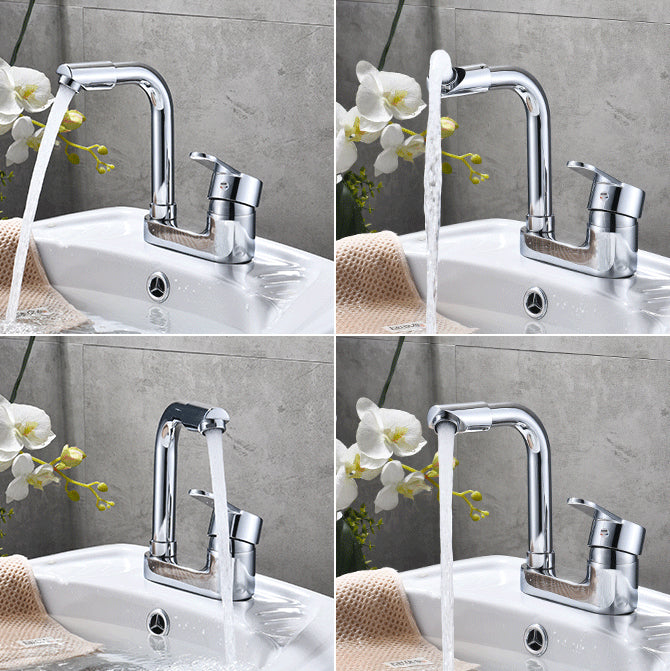 BowLift | Chrome Round Washbasin Faucet with Swivel Spout for the Bathroom