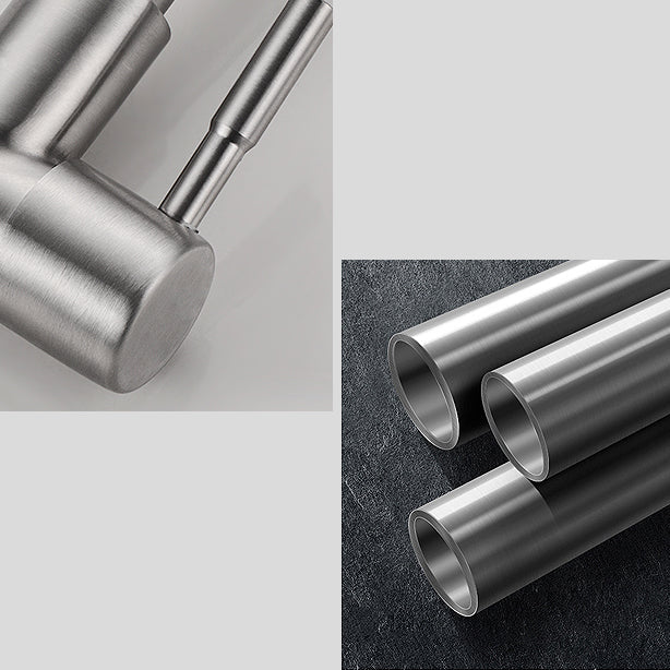 BowLift | Modern Bridge Faucet 304 Stainless Steel Knob Handle Swivel Spout Wall Mounted Faucet