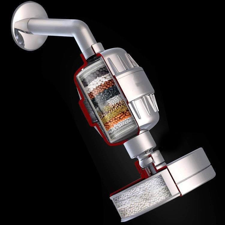 BowLift | Contemporary fixed shower head in silver with Katalyst wall-mounted shower head