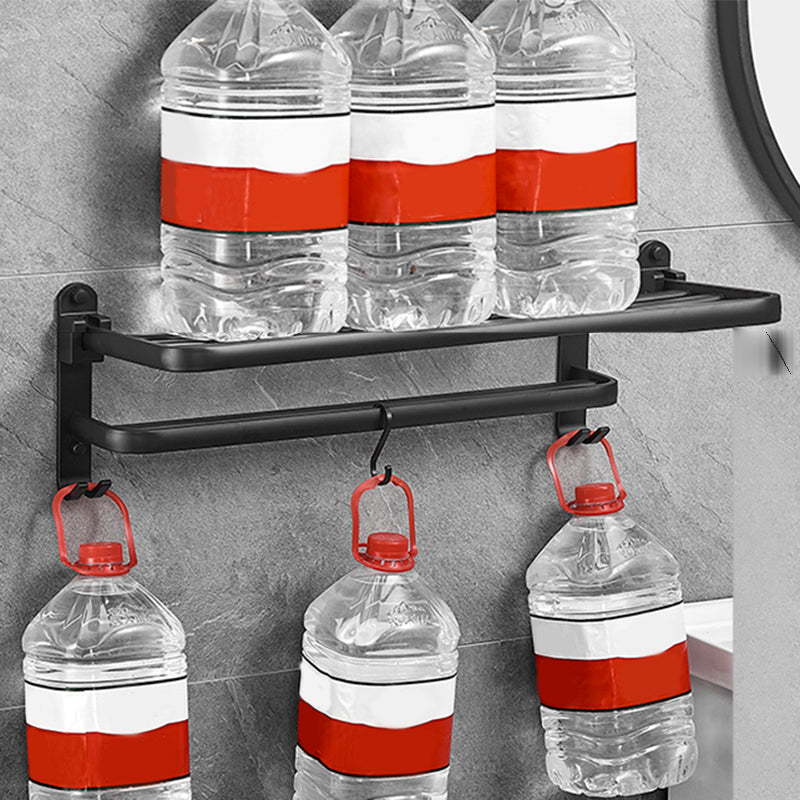 BowLift | Matt Black 5-piece Modern Bathroom Accessory Set with Shelf/Tower Bar & Paper Holder