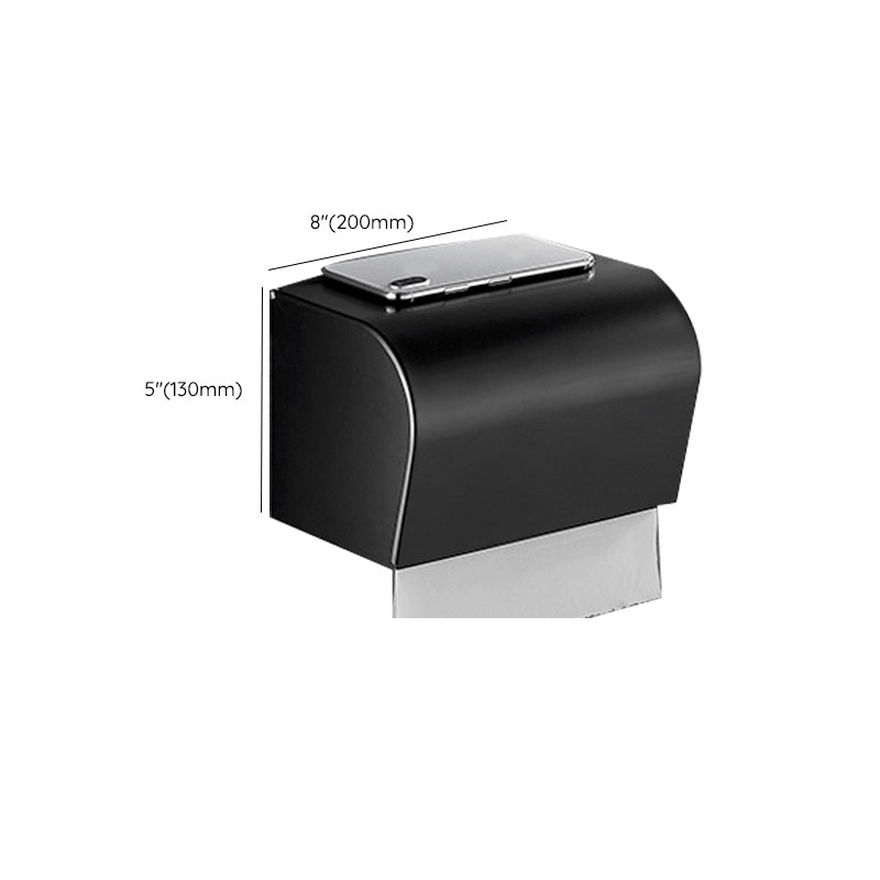 BowLift | Matt Black 5-piece modern bathroom accessory set with bath shelf/tower rod & paper holder