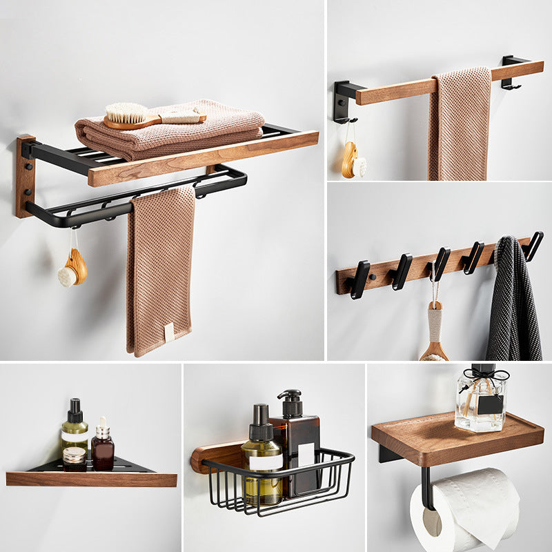 BowLift | Wood and Aluminum Bath Accessories Set Black Bathroom Accessories Kit