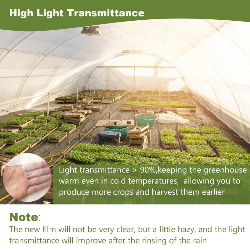 BowLift | 12 x 25 ft Greenhouse Plastic Sheeting 6 Mil Clear Greenhouse Film Polyethylene UV Resistant Sheeting