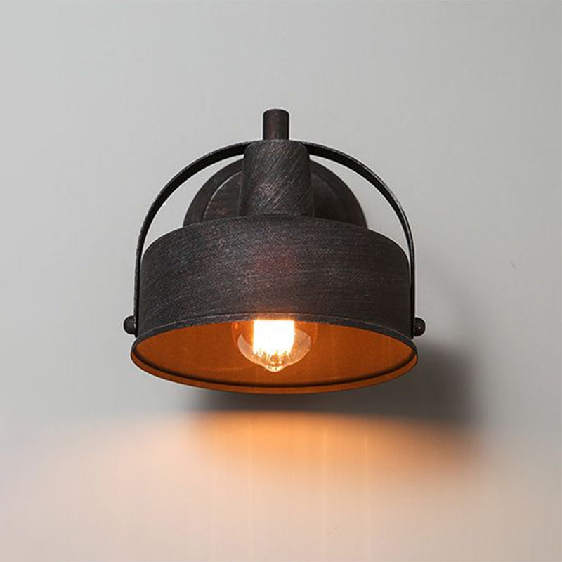 BowLift | Metal Antique Black Wall Lights Drum/Trumpet Shade 1-Light Retro Rustic Wall Lamp Fixture