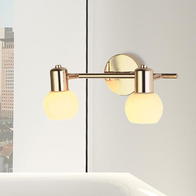 BowLift | 2/3 Bulb Wall Sconce Lighting with Bubble Shade Milk Glass Modern Bedroom Light Fixture in Brass