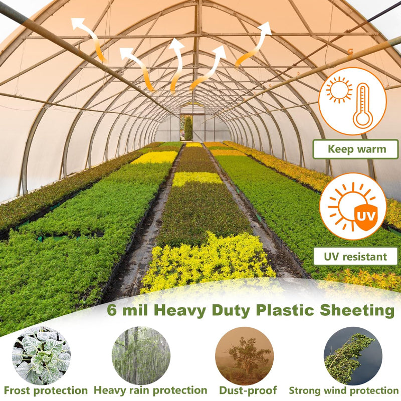 BowLift | 12 x 25 ft Greenhouse Plastic Sheeting 6 Mil Clear Greenhouse Film Polyethylene UV Resistant Sheeting