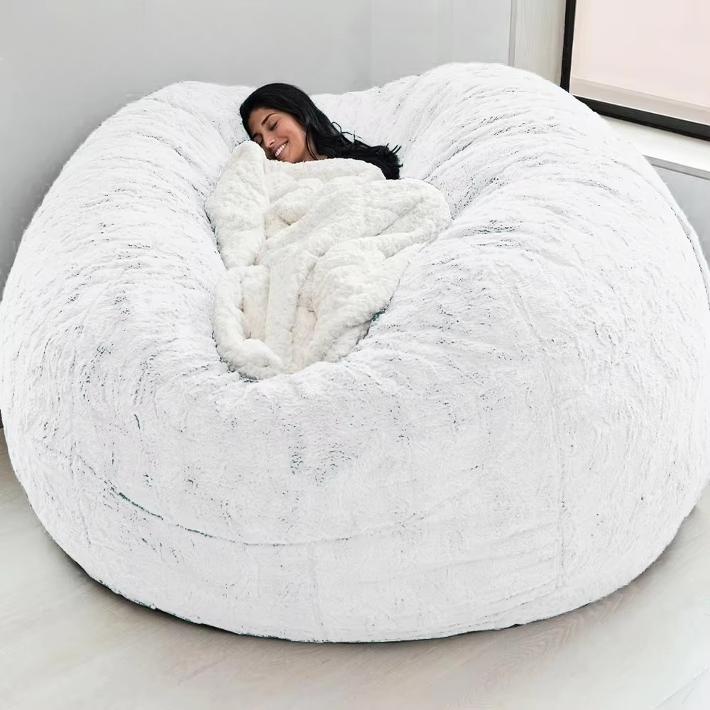BowLift | Giant 5ft Fluffy Faux Fur Bean Bag Cover – Ultra-Soft Lounge Sofa (Cover Only)